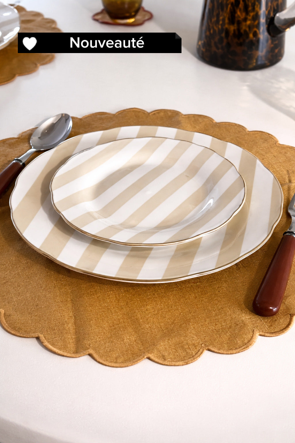 Set 4 assiettes rayées porcelaine