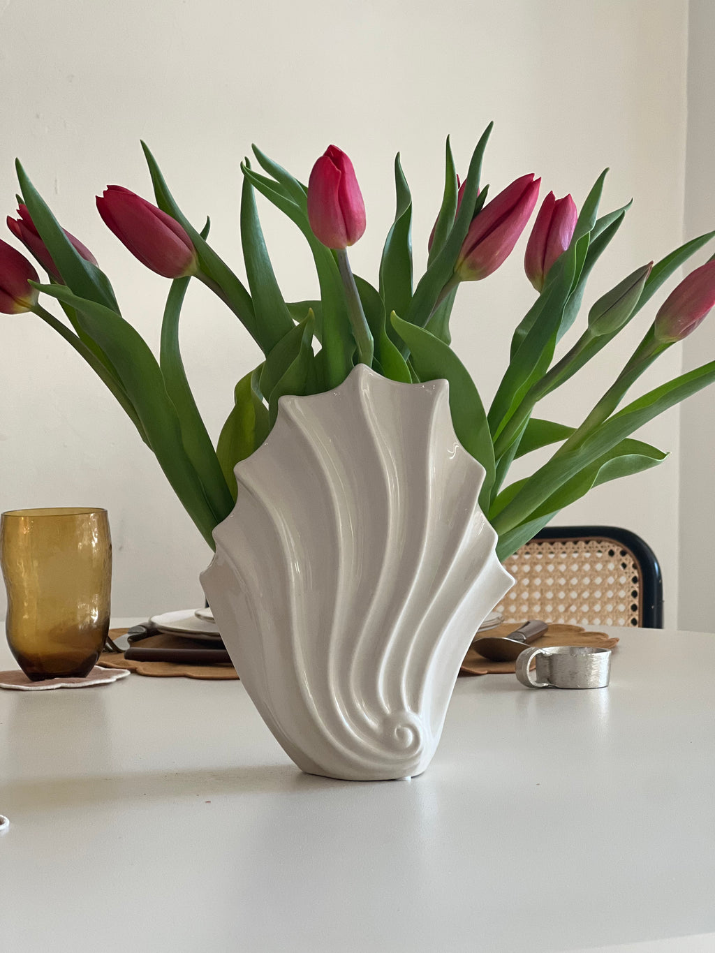 Vase coquillage blanc