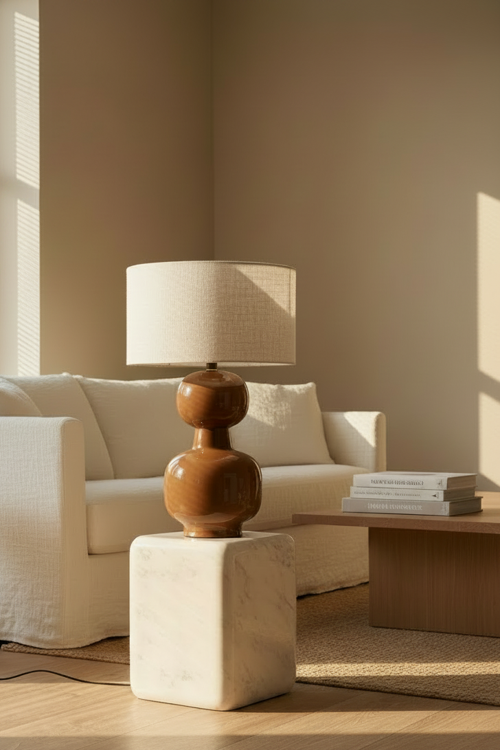 Grande lampe marron